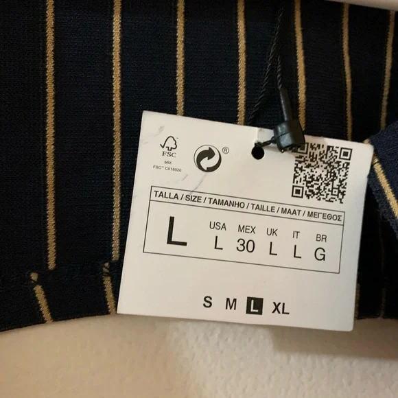 NWT Zara open back top navy & tan stripes size large *see description* - Picture 6 of 8